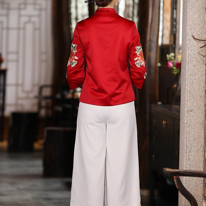 เสื้อแจ็คเก็ตปักดอกโบตั๋น สีสดใส นุ่มสบาย สง่างามและมีเสน่ห์